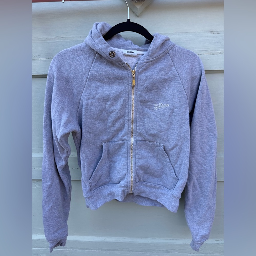 Re/Done Kids Light Gray Zip-Up Hoodie